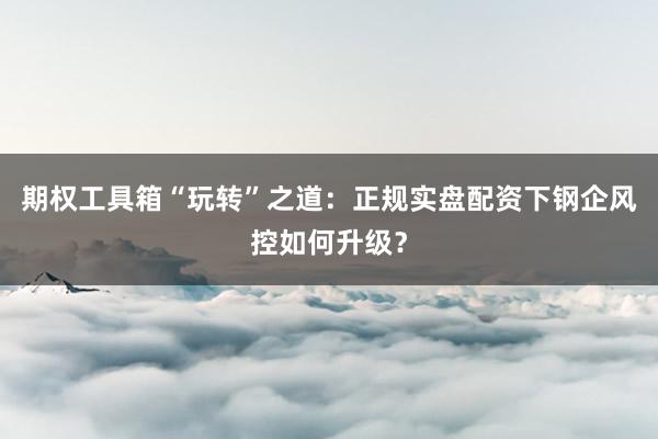 期权工具箱“玩转”之道：正规实盘配资下钢企风控如何升级？