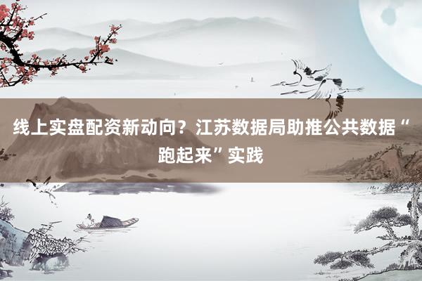 线上实盘配资新动向？江苏数据局助推公共数据“跑起来”实践