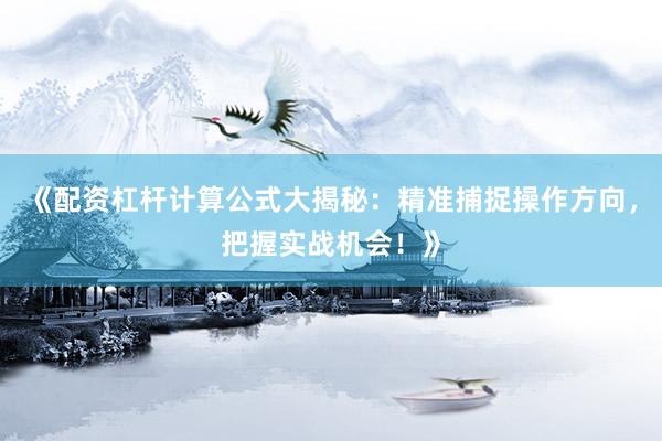 《配资杠杆计算公式大揭秘：精准捕捉操作方向，把握实战机会！》