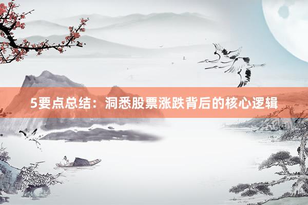 5要点总结：洞悉股票涨跌背后的核心逻辑