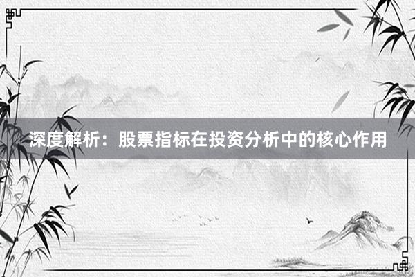 深度解析：股票指标在投资分析中的核心作用