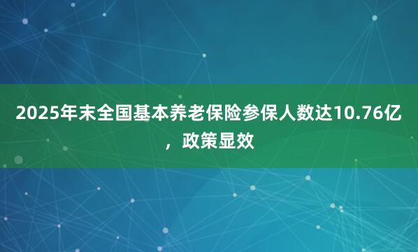 2025年末全国基本养老保险参保人数达10.76亿，政策显效