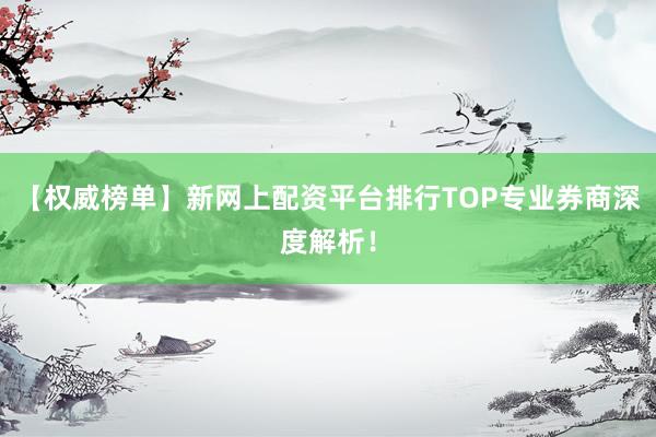 【权威榜单】新网上配资平台排行TOP专业券商深度解析！