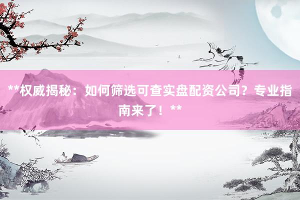 **权威揭秘：如何筛选可查实盘配资公司？专业指南来了！**