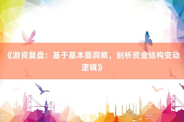 《游资复盘：基于基本面洞察，剖析资金结构变动逻辑》