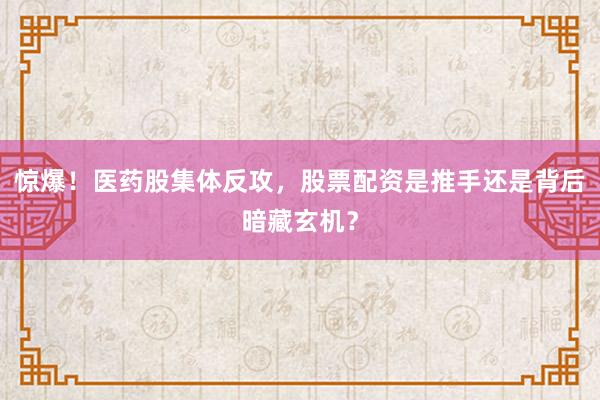 惊爆！医药股集体反攻，股票配资是推手还是背后暗藏玄机？