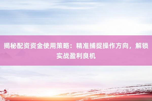 揭秘配资资金使用策略：精准捕捉操作方向，解锁实战盈利良机