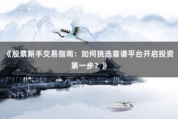 《股票新手交易指南：如何挑选靠谱平台开启投资第一步？》