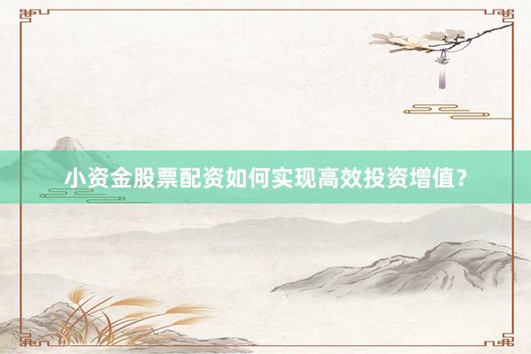 小资金股票配资如何实现高效投资增值？