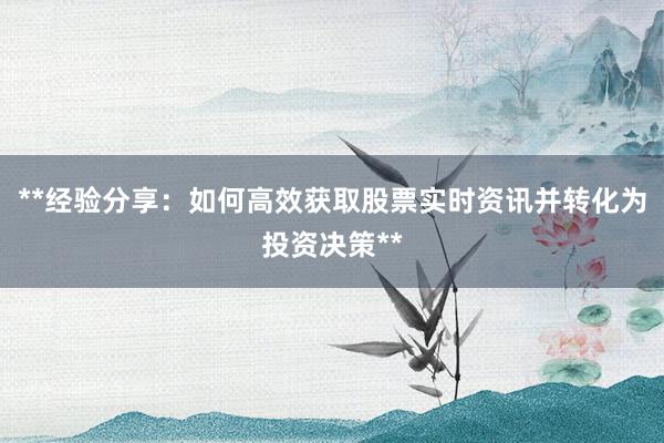 **经验分享：如何高效获取股票实时资讯并转化为投资决策**