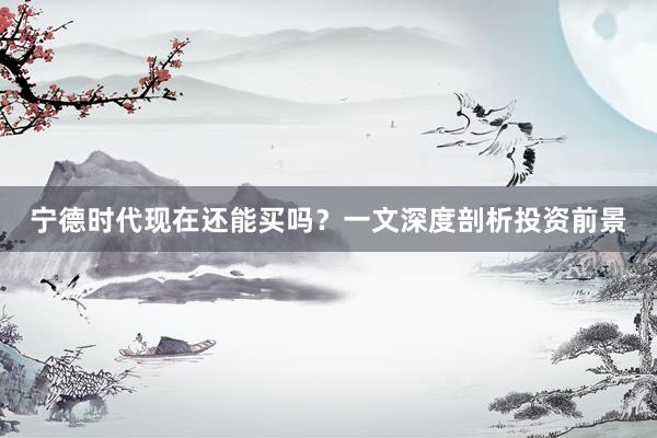 宁德时代现在还能买吗？一文深度剖析投资前景